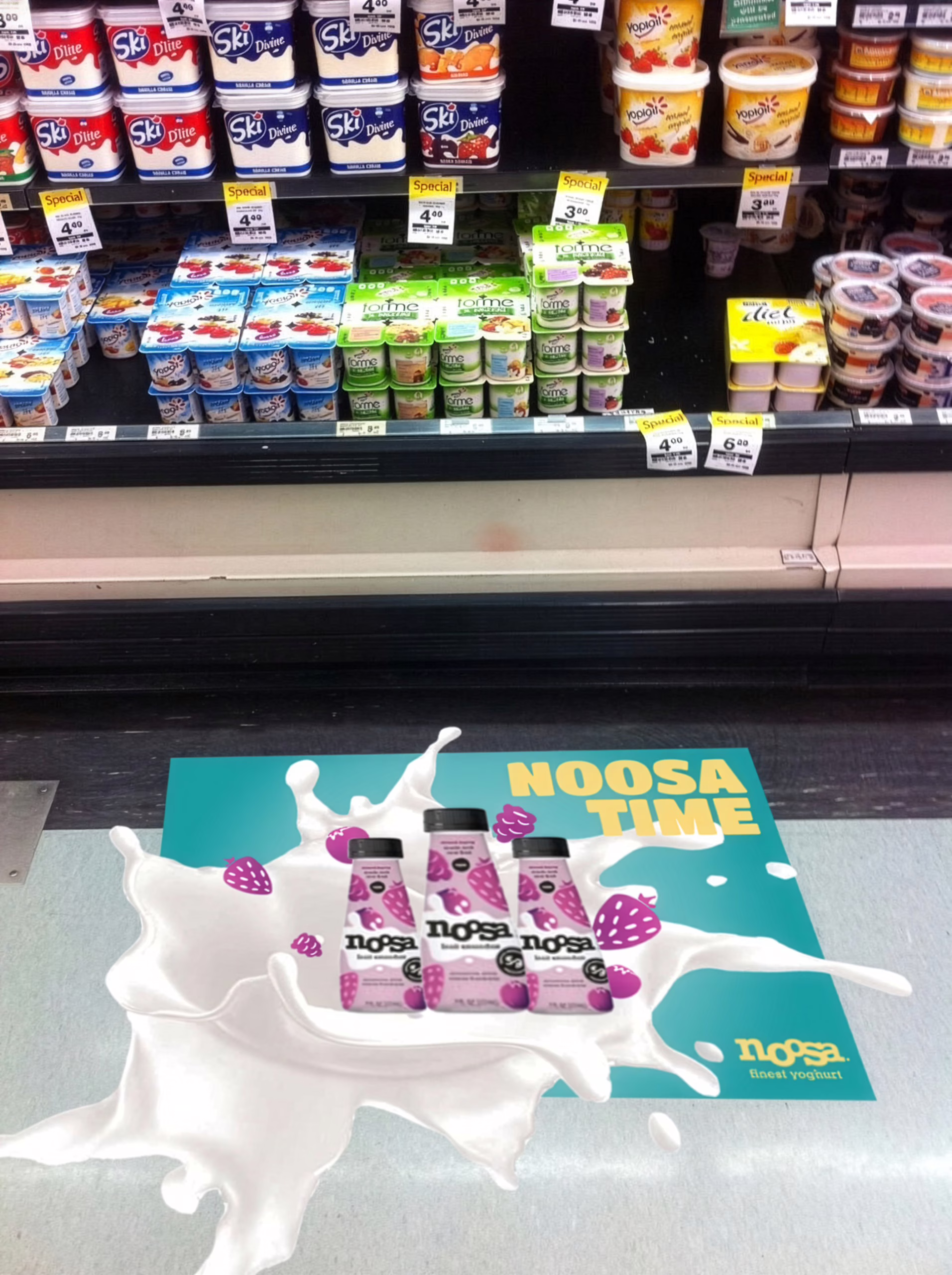 Noosa Fruit Smoothie Campaign grocery floor graphic