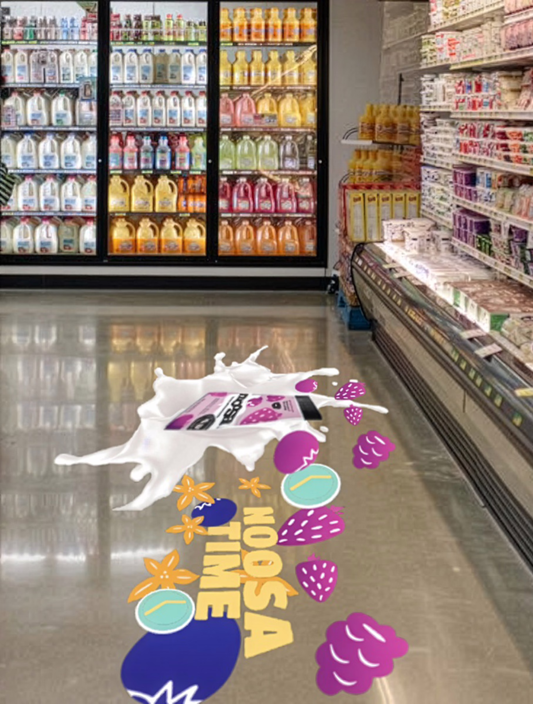 Noosa Time in-store floor decal near yogurt aisle